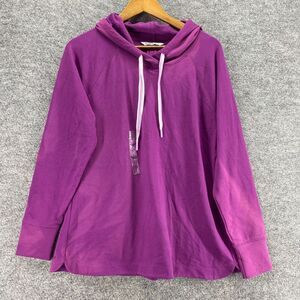 New DSD Hoodie Women L Large Purple Hooded Long Sleeve Pullover Casual Solid